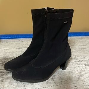 Ara Women's Gore Tex Black Waterproof Ankle Boots Size 7.5 Pointed Toe